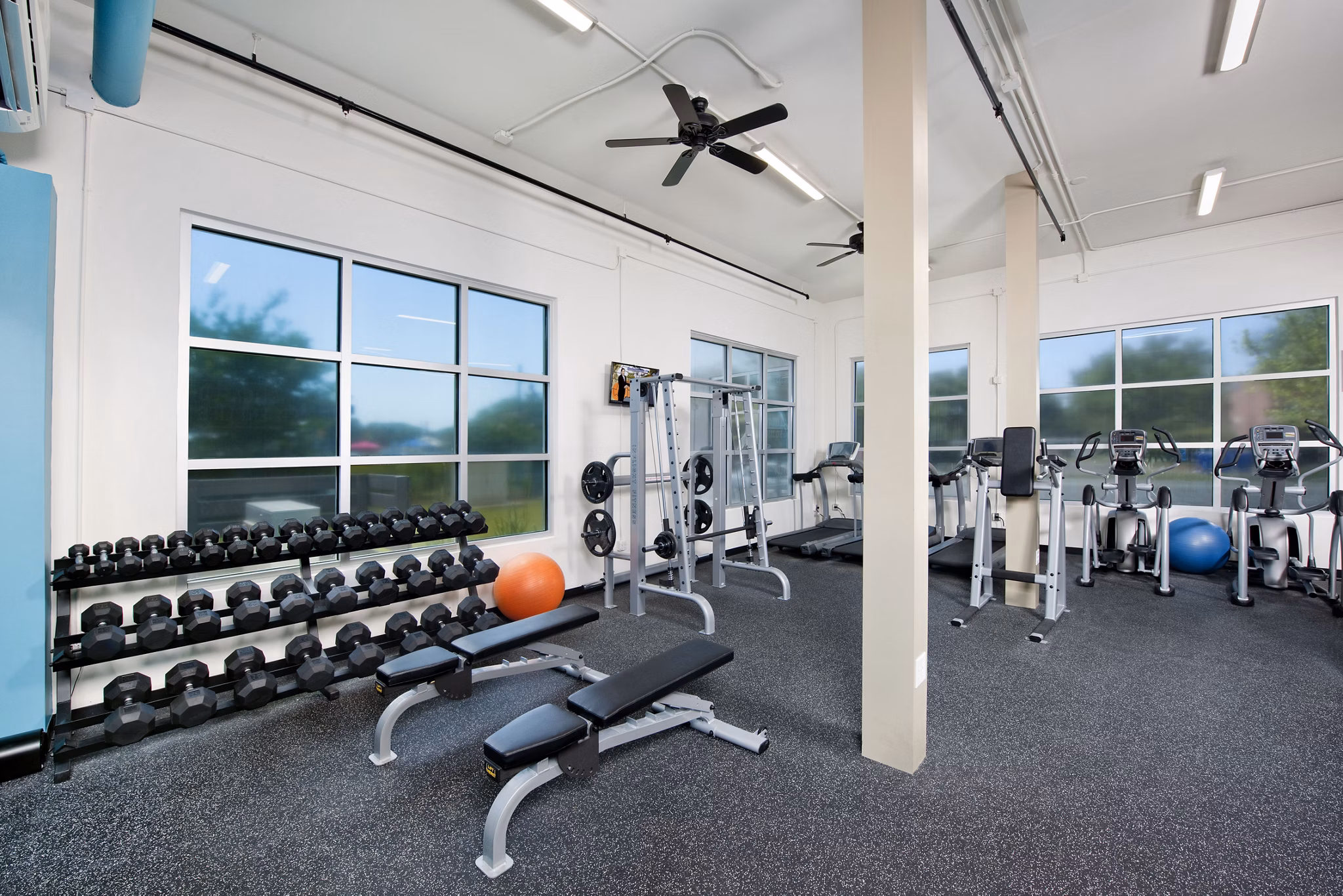 Luxurious fitness center with modern equipment at The Boulevard Apartments for a healthy lifestyle