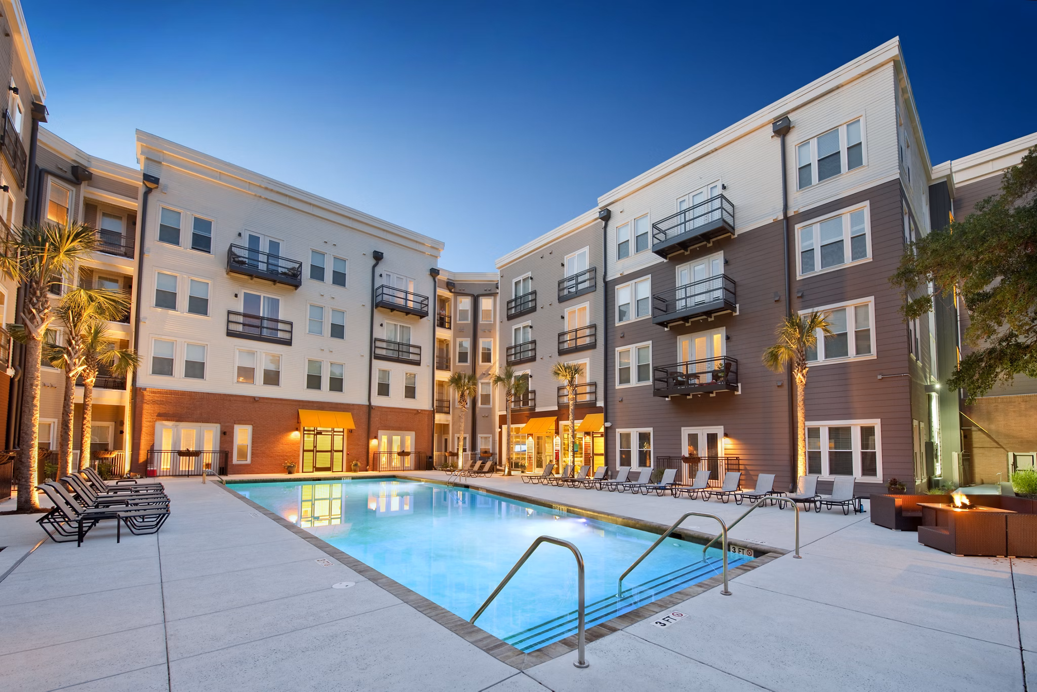 Rooftop pool with city views at The Boulevard Apartments, a luxury living community