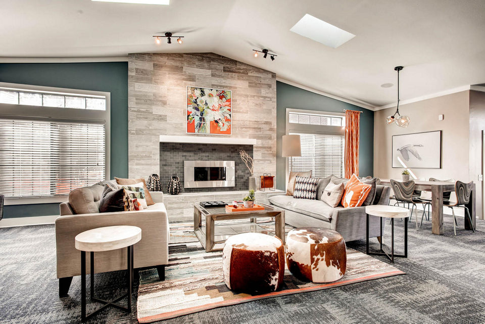 Terra Vista at the Park Apartments: Elegant clubhouse with modern decor and social spaces