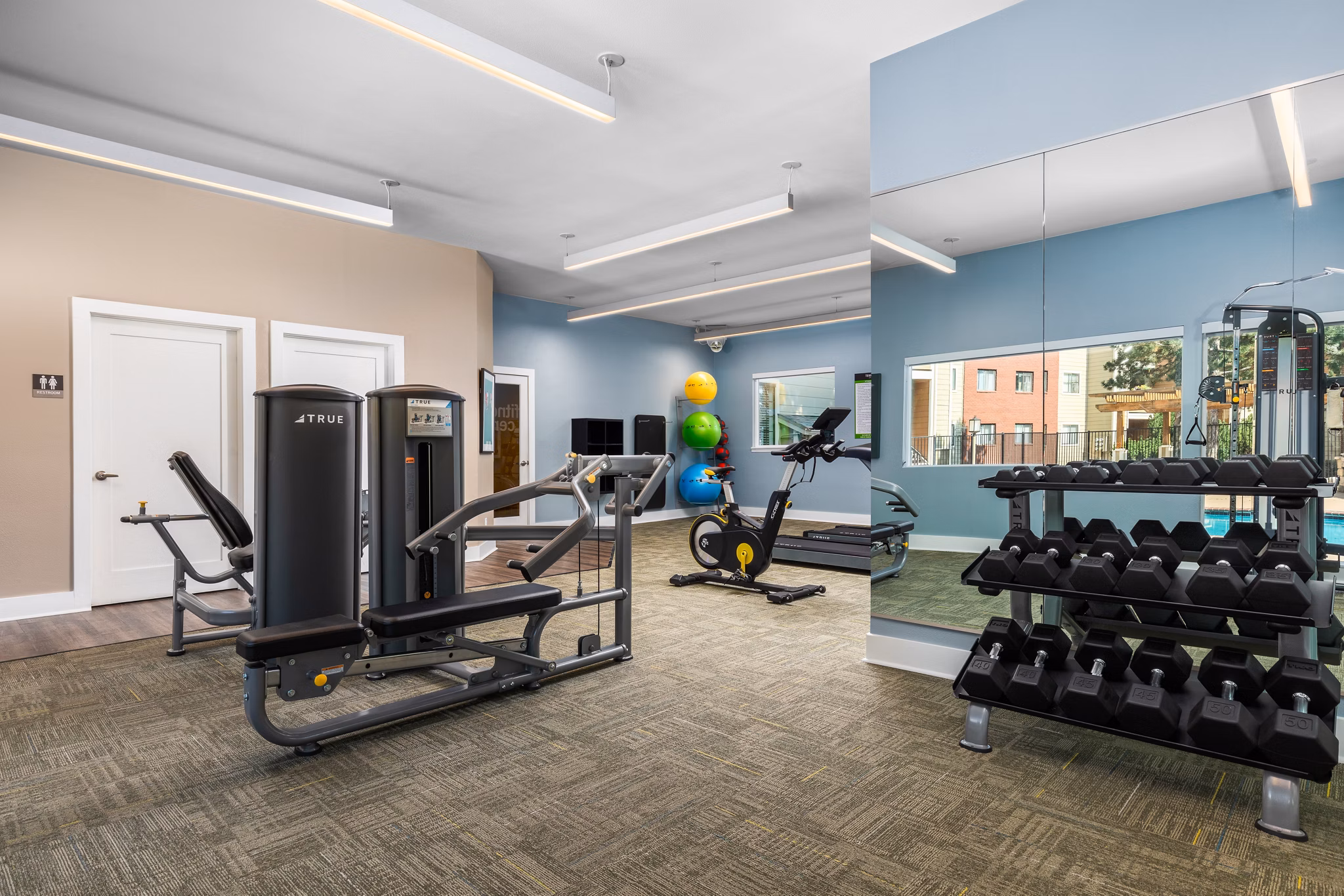 Modern fitness center with state-of-the-art equipment at Terra Vista at the Park Apartments