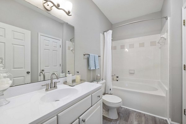 Modern bathroom with elegant fixtures in Braxton at Brier Creek Apartments
