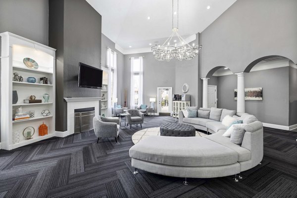 Clubhouse with modern decor and ample seating at Braxton at Brier Creek luxury apartments