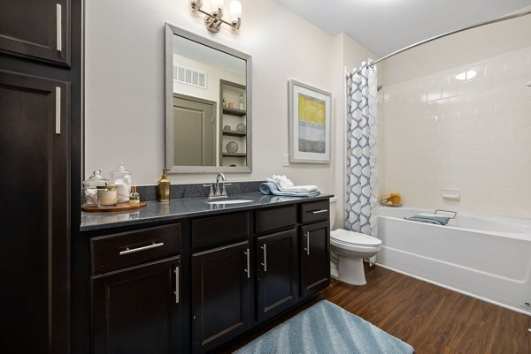 Modern bathroom with sleek fixtures at Midtown Green Apartments