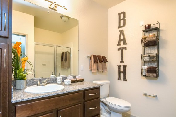 Luxurious bathroom featuring modern fixtures at The Retreat at Trinity Apartments