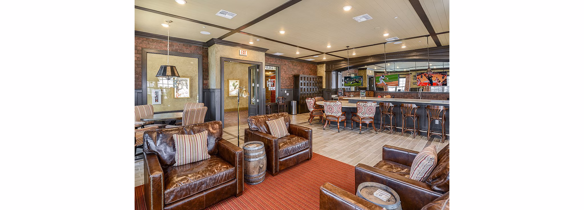 Clubhouse featuring modern design and comfortable seating at The Retreat at Trinity Apartments