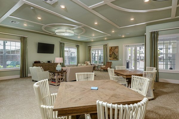 Modern clubhouse with elegant furnishings at The Retreat at Trinity Apartments