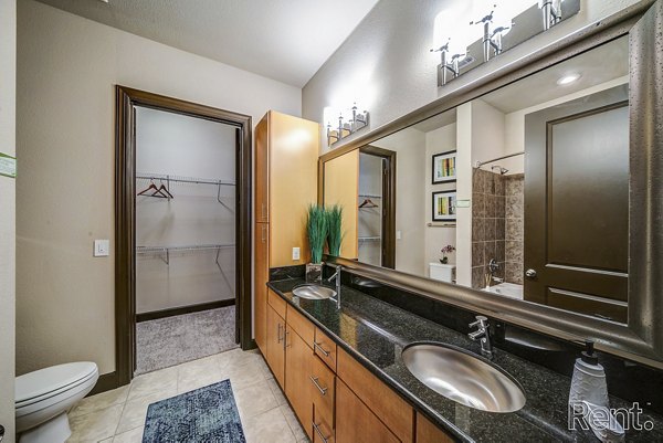 Bathroom featuring elegant design with marble countertops at The Millennium Waterway luxury apartments