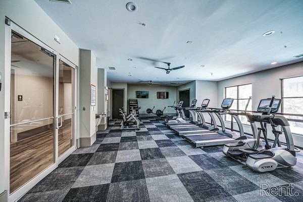 State-of-the-art fitness center featuring modern equipment at The Millennium Waterway apartments in The Woodlands