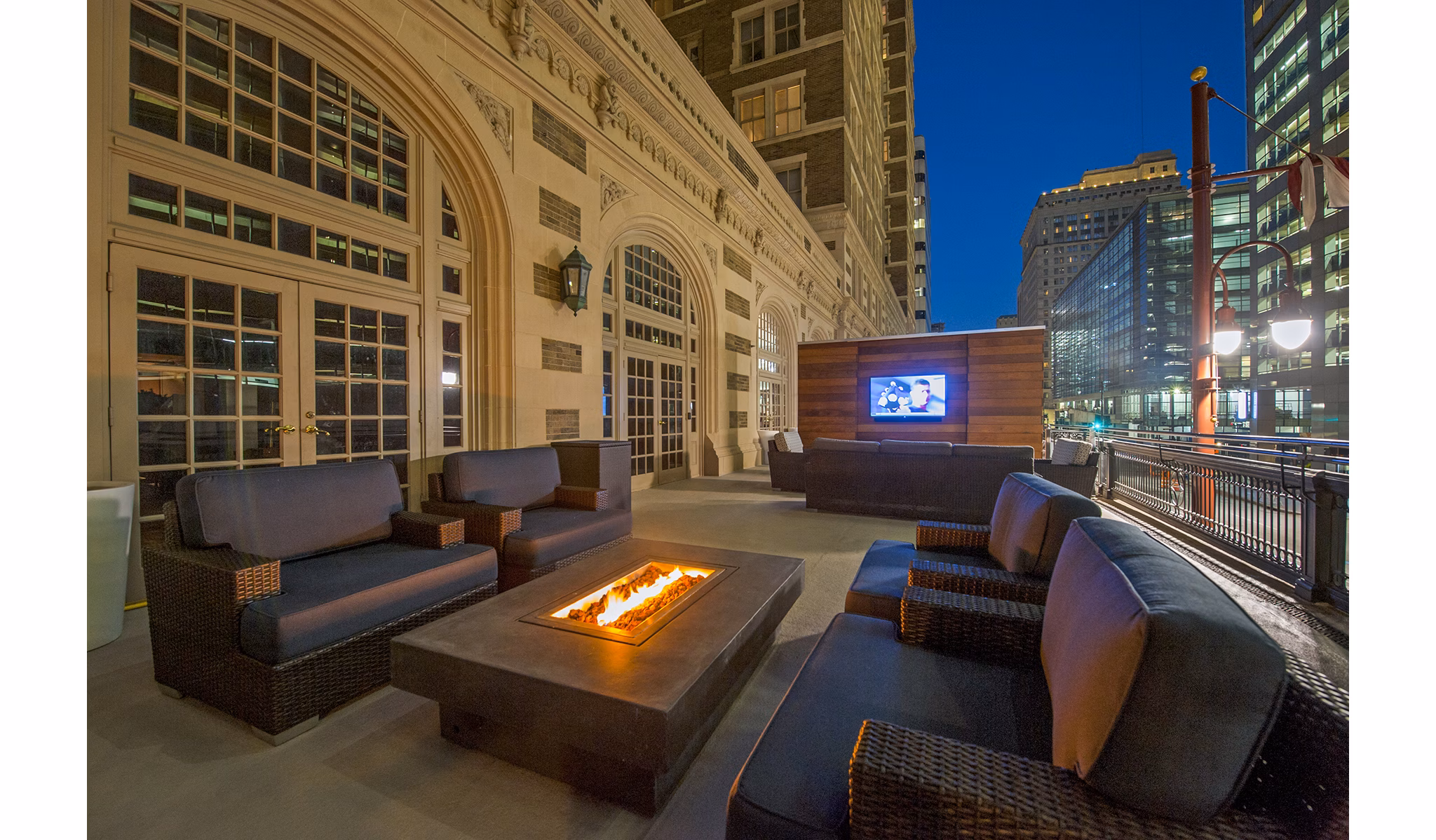 rooftop deck at The Rice Apartments        