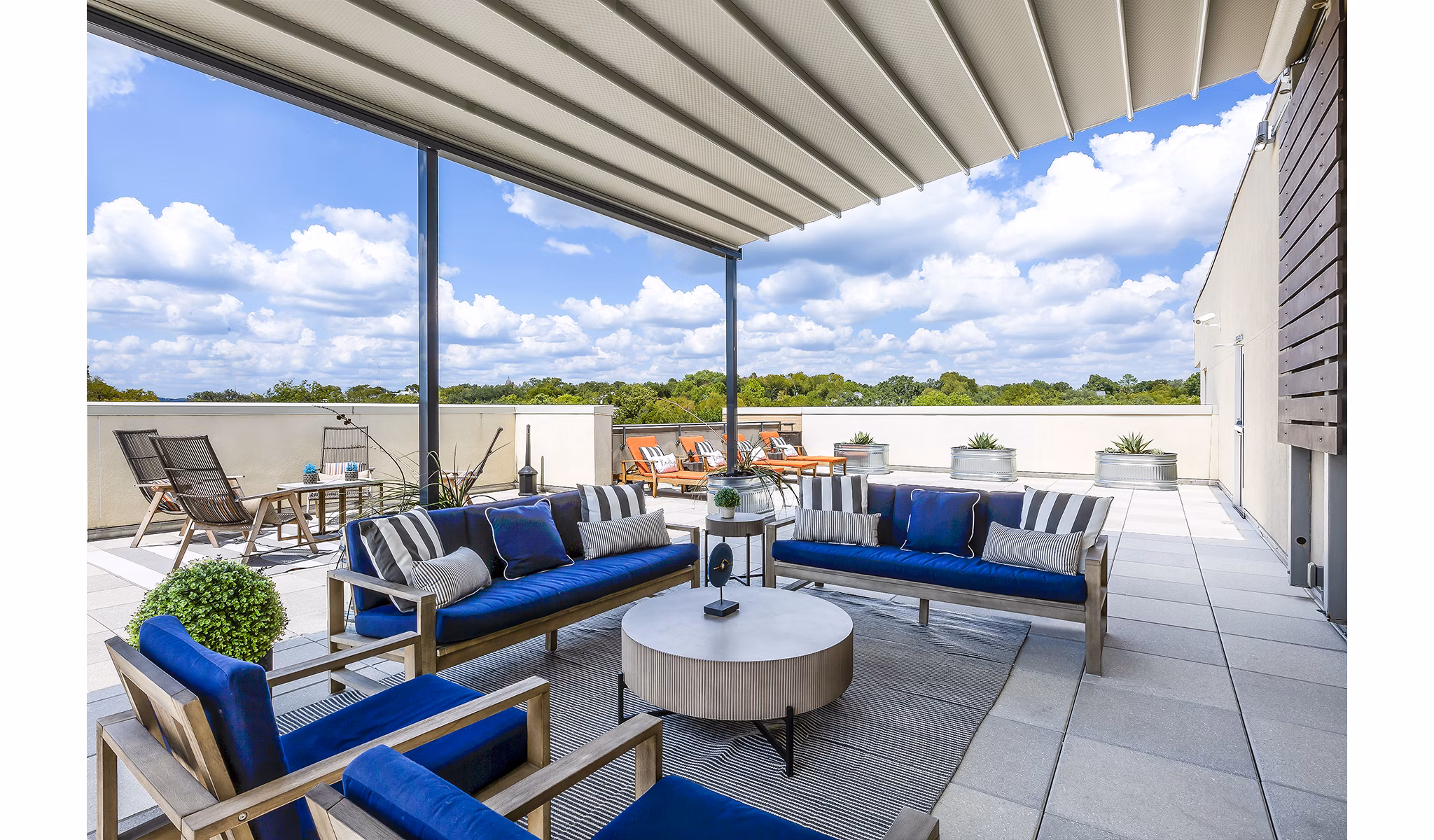 Private balcony with city views at Pressler Apartments, offering luxury outdoor living spaces