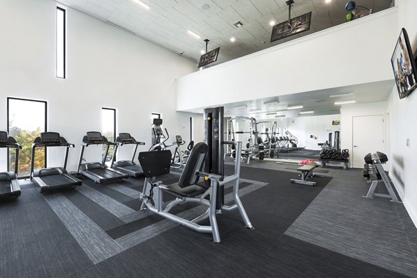 fitness center at Lamar Union Apartments