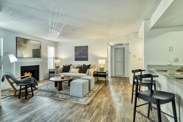 Spacious living room with modern furnishings at Be Mesa Apartments 11779LIV3 Perfect for luxury living in a Greystar community