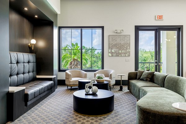 Modern clubhouse with elegant seating and decor at Lantana Hills Apartments