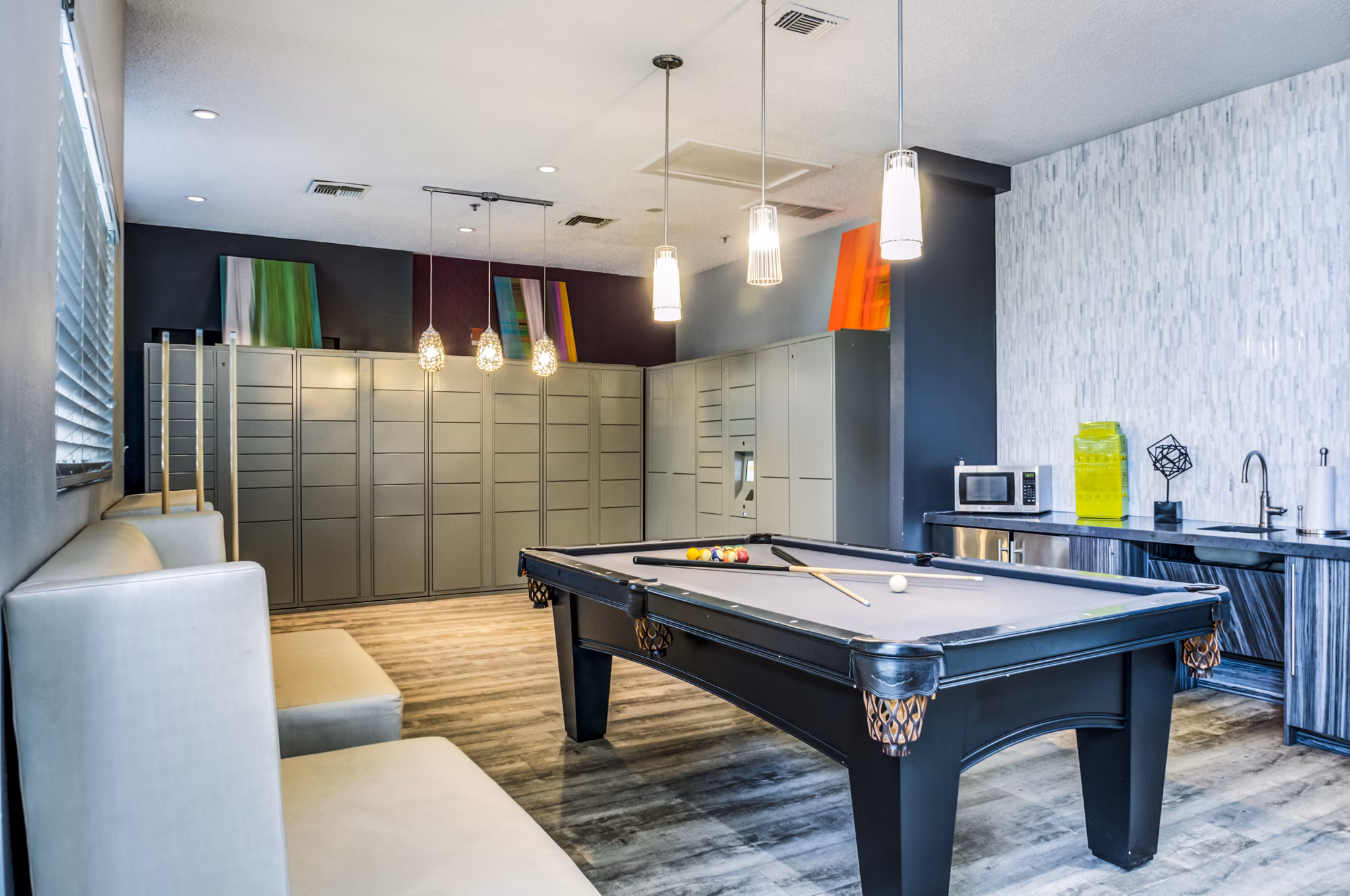 clubhouse game room/parcel pickup at Christina Mill Apartments