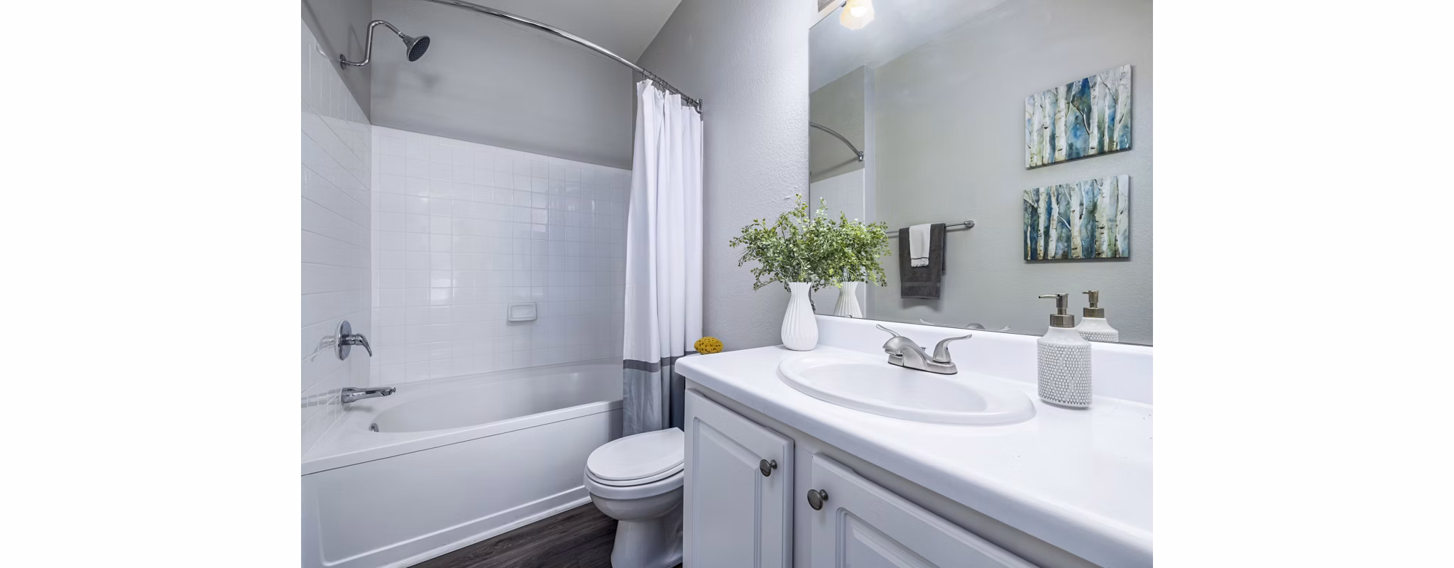 Modern bathroom with sleek fixtures at Columns at Wakefield luxury apartments