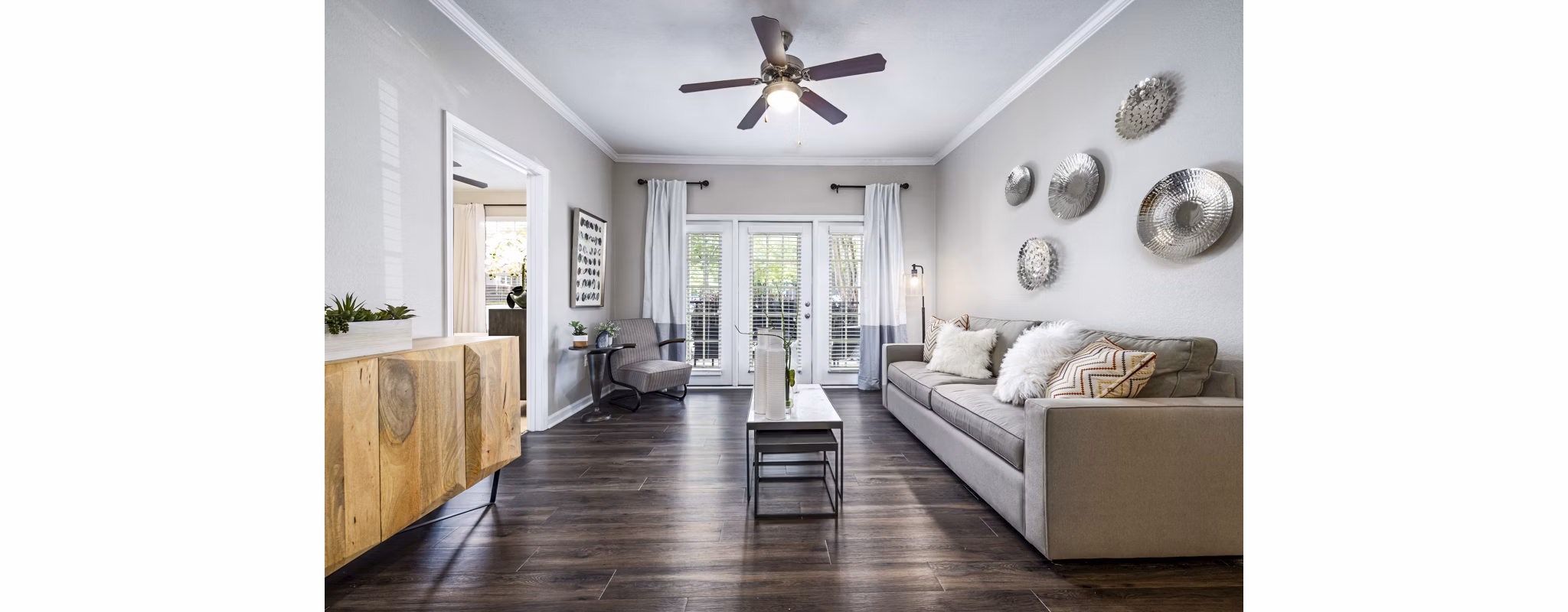 Living room with cozy seating and stylish decor at Columns at Wakefield, luxury apartments for modern living