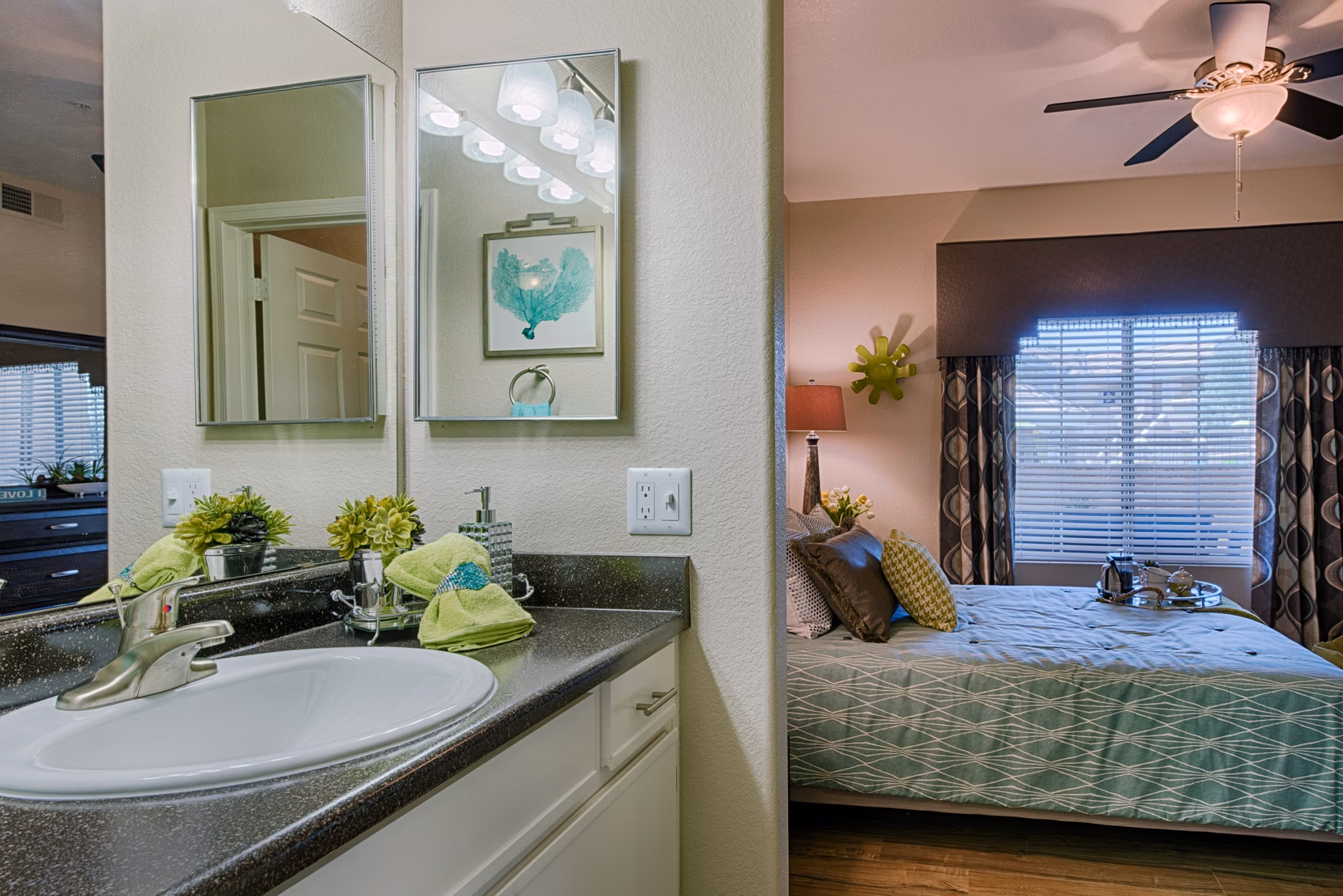 Bathroom featuring modern fixtures at Pinnacle Terrace Apartments in luxury Greystar community