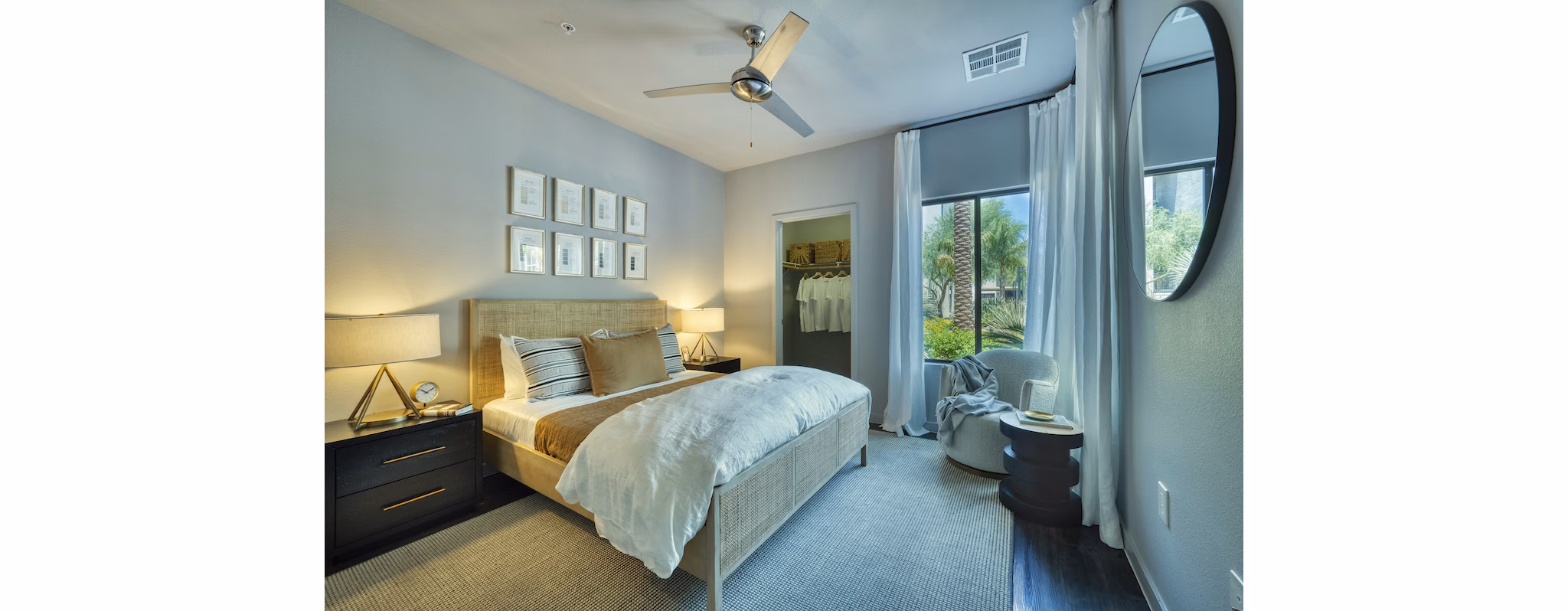 Cozy bedroom with modern decor at Seven Apartments