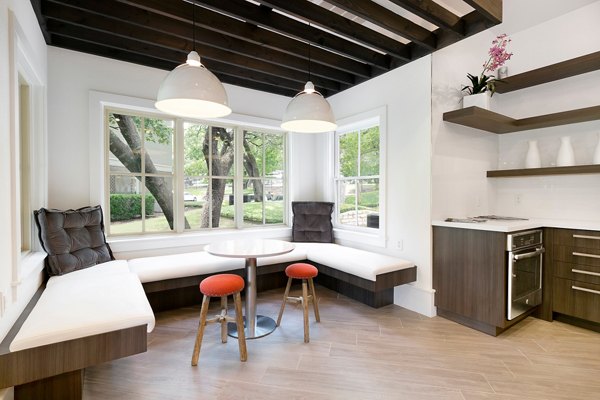 Modern clubhouse with sleek interiors at Folio Apartments, a Greystar luxury community