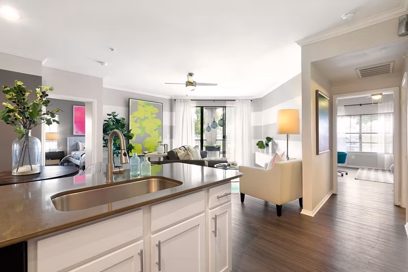 Modern kitchen with stainless steel appliances in Folio Apartments, offering a luxury living experience near major amenities in the city
