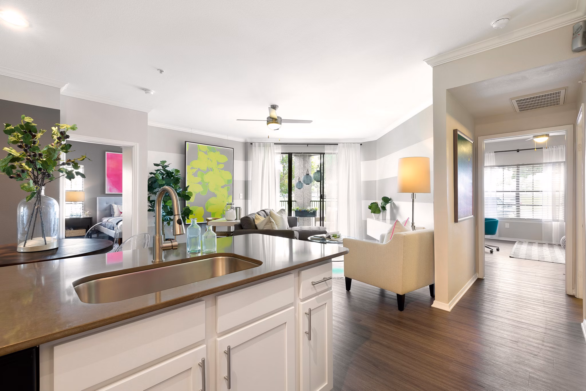 Modern kitchen with stainless steel appliances in Folio Apartments, offering a luxury living experience near major amenities in the city