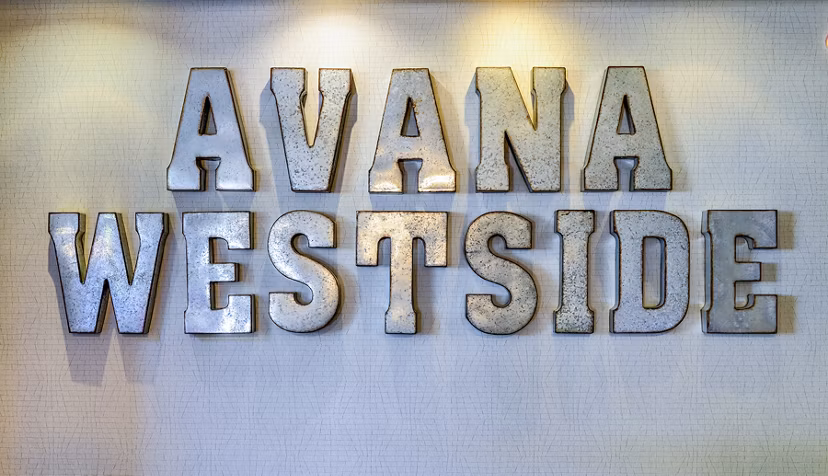Modern clubhouse with stylish seating and sleek design at Avana Westside Apartments