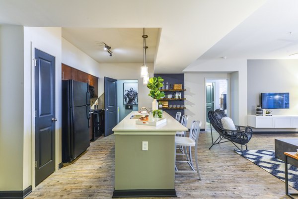 Dining room featuring modern furnishings and stylish lighting in Avana Westside Apartments