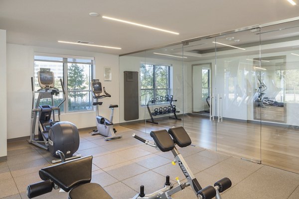 State-of-the-art fitness center with modern equipment at One Lakes Edge apartments