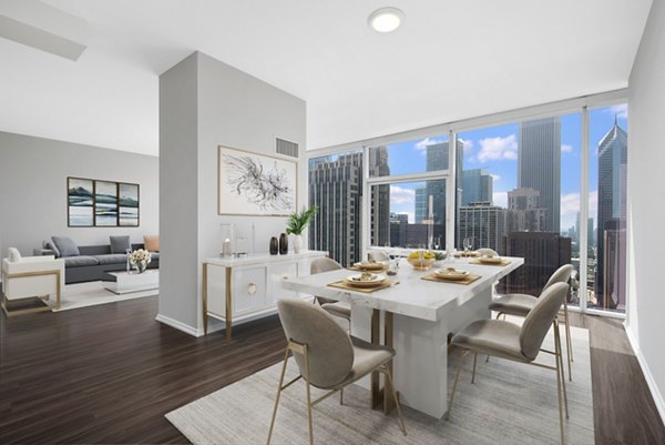 Modern dining area with stylish furnishings at Aston Apartments, Greystar luxury apartments