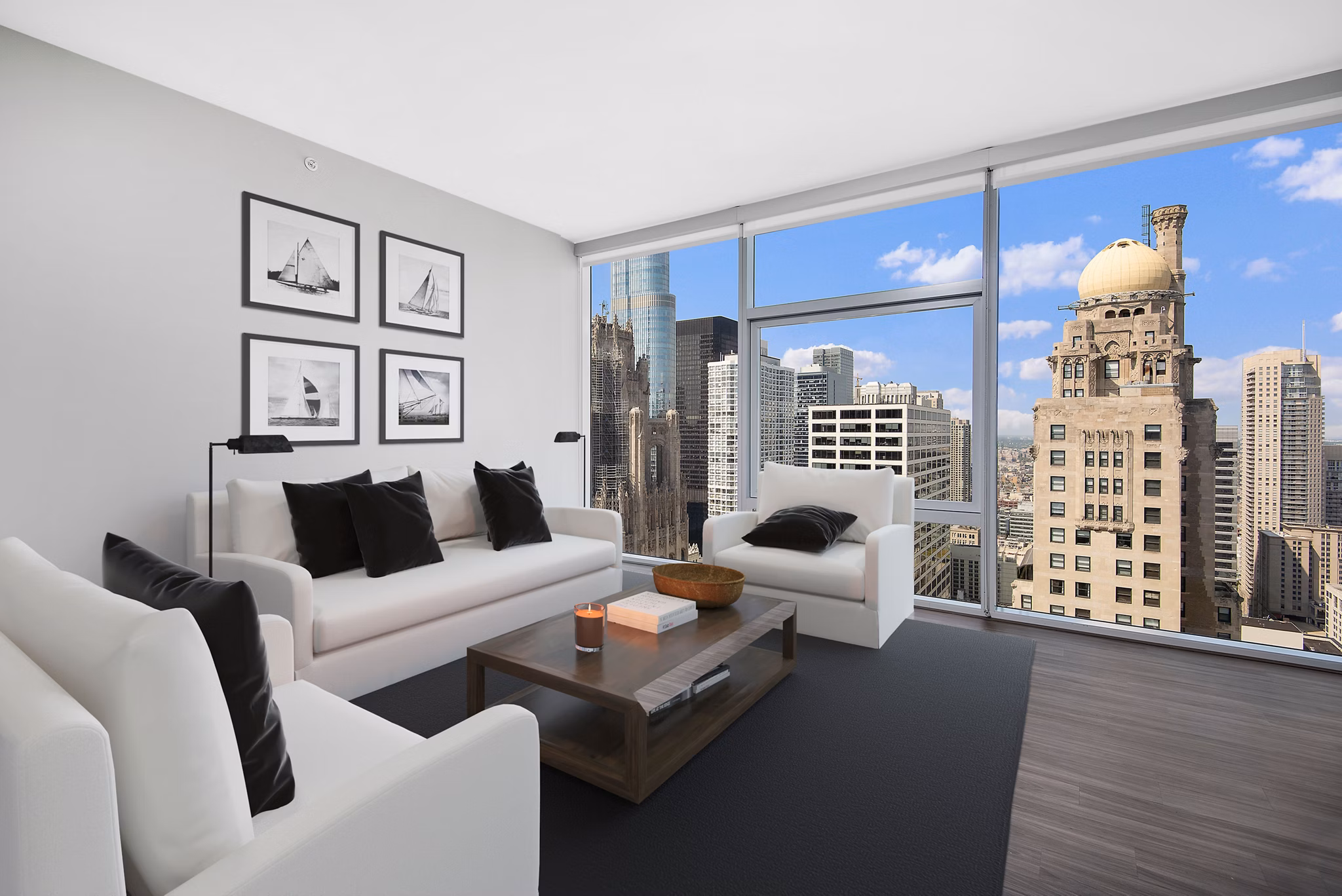 Elegant living room with modern decor in Aston Apartments Ideal for luxury urban living