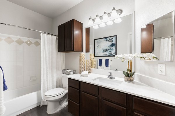Spacious bathroom with modern fixtures at Villages at Turtle Rock Apartments