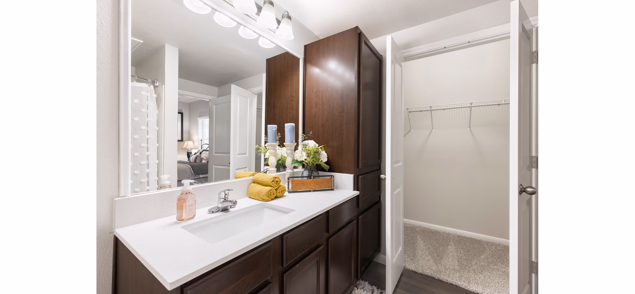 Bathroom with sleek fixtures and modern design in Villages at Turtle Rock Apartments