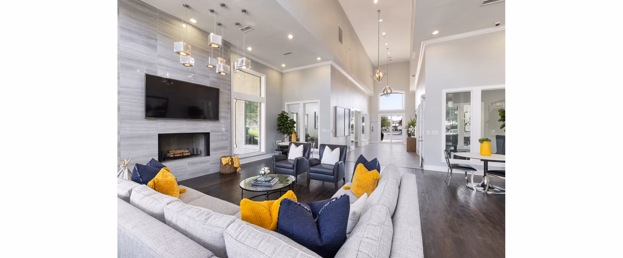 Clubhouse featuring modern design and communal spaces at Villages at Turtle Rock Apartments