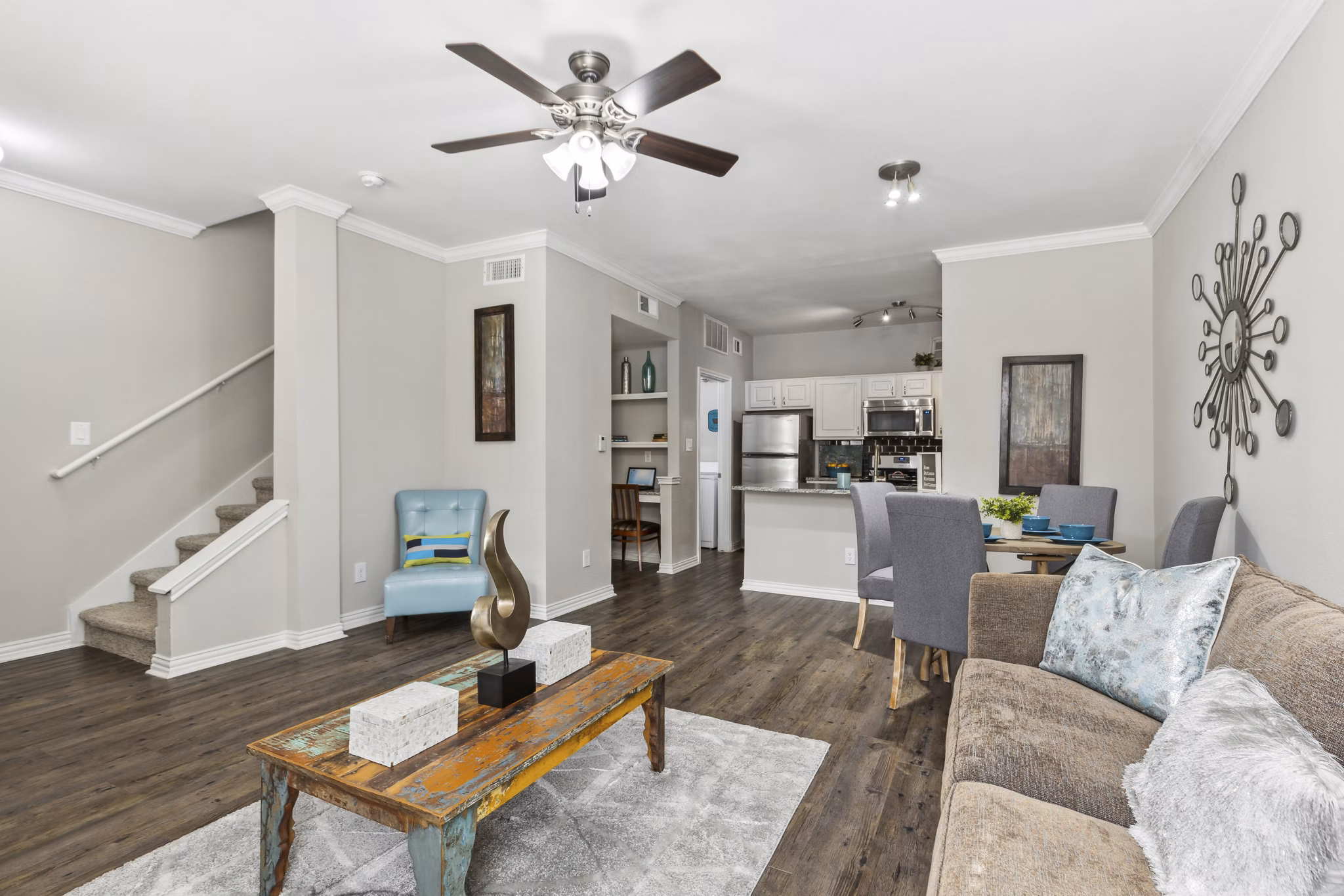 Clubhouse with modern furnishings at Towns of Chapel Hill Apartments