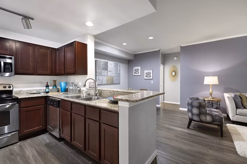 kitchen at The Village at Gracy Farms Apartments