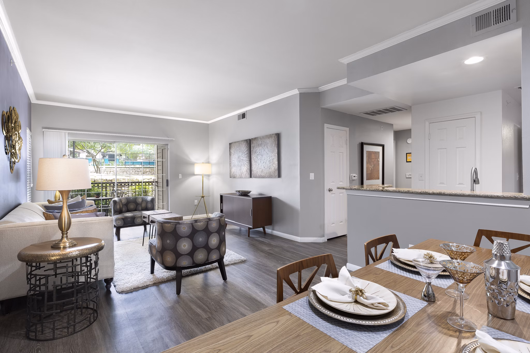 living room at The Village at Gracy Farms Apartments