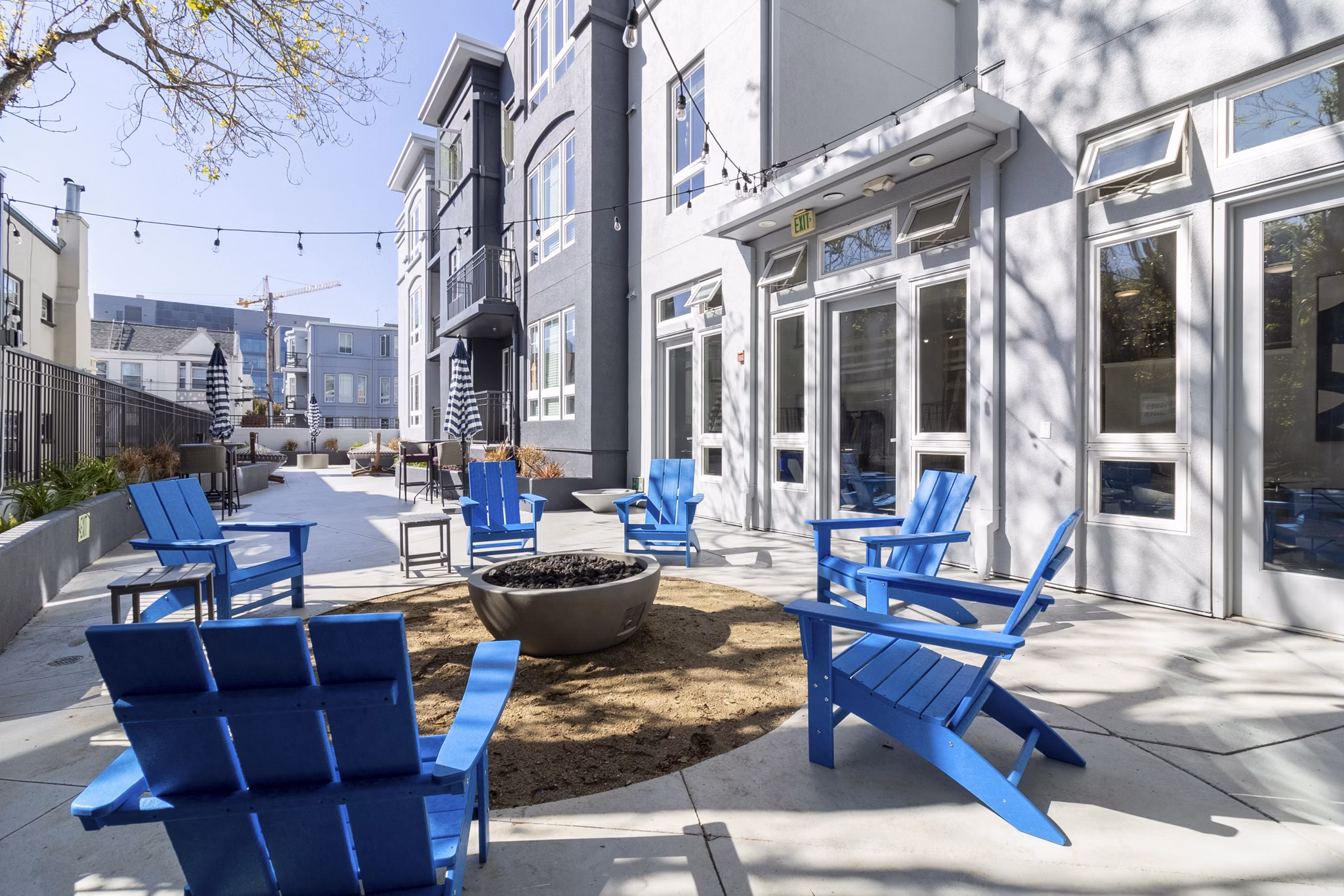 Cozy fire pit at Hillside Village Apartments, perfect for gatherings in our modern luxury community