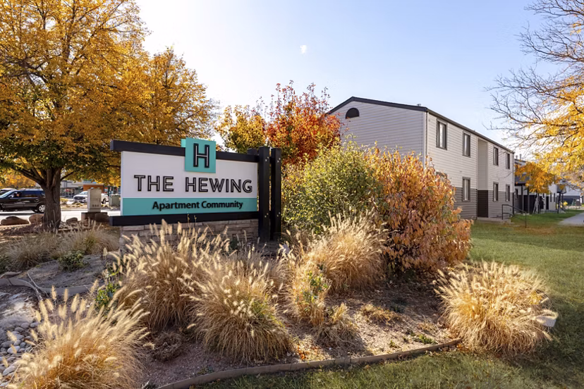 signage at The Hewing Apartments