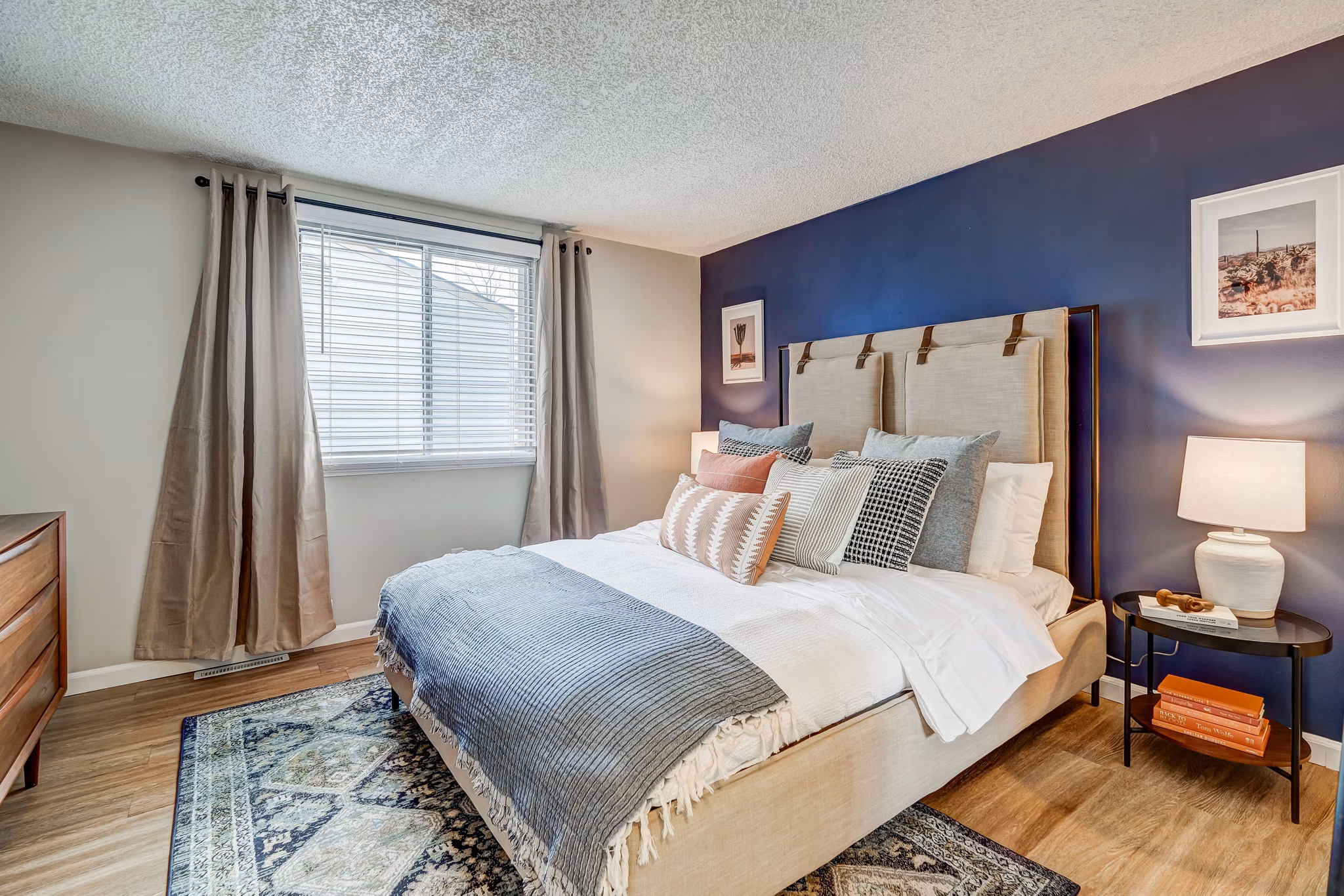 bedroom at The Hewing Apartments