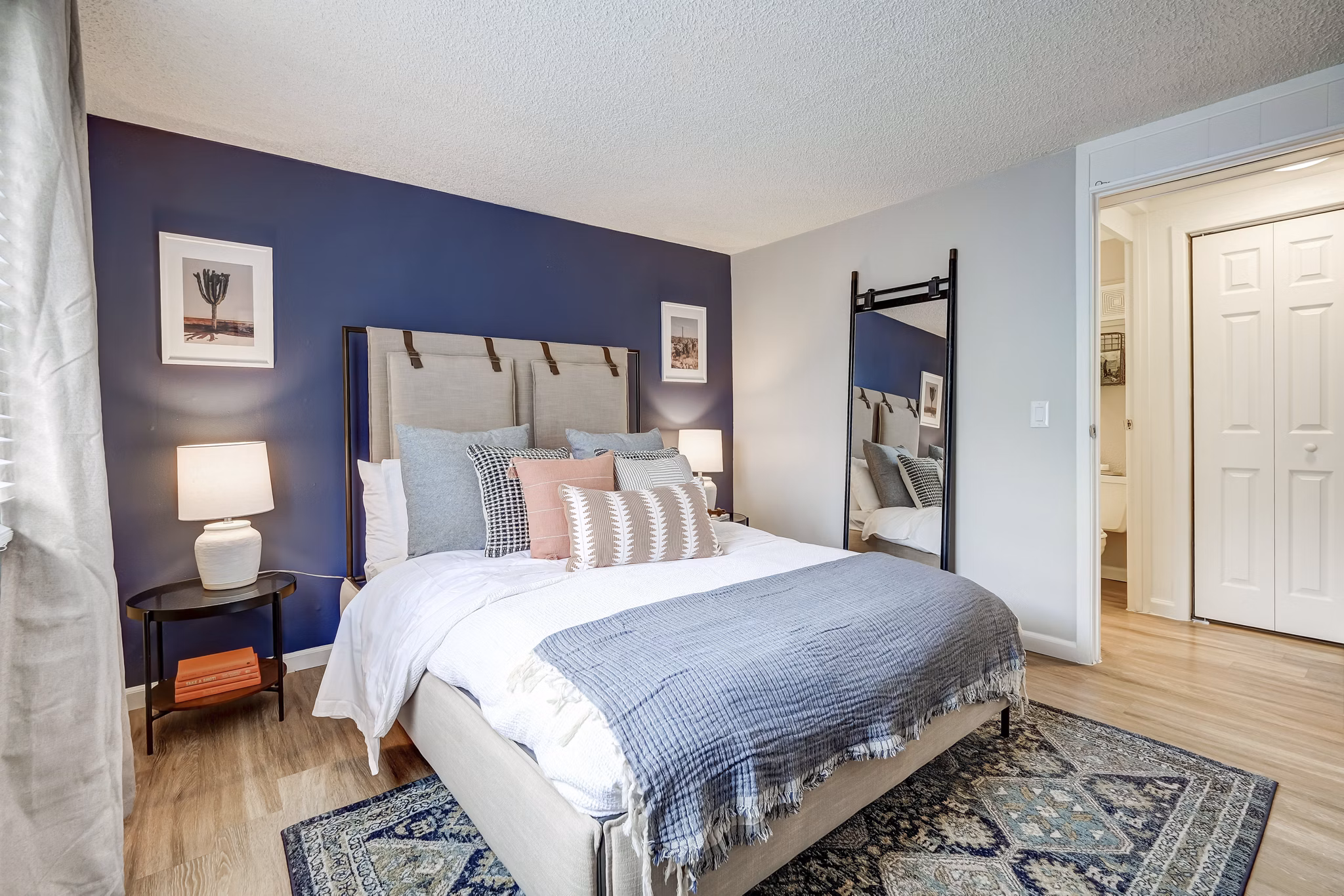 bedroom at The Hewing Apartments