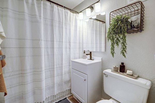 bathroom at The Hewing Apartments