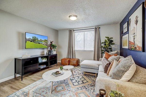 living room at The Hewing Apartments