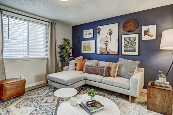 living room at The Hewing Apartments
