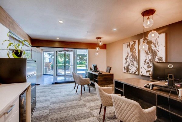 Clubhouse featuring modern design elements at The View on 26th Apartments