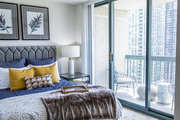 bedroom at One Superior Place Apartments