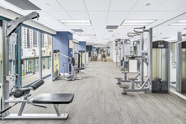 State-of-the-art fitness center at One Superior Place Apartments offering modern exercise equipment and spacious workout areas