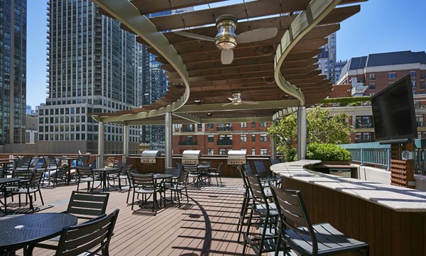 grill area at One Superior Place Apartments