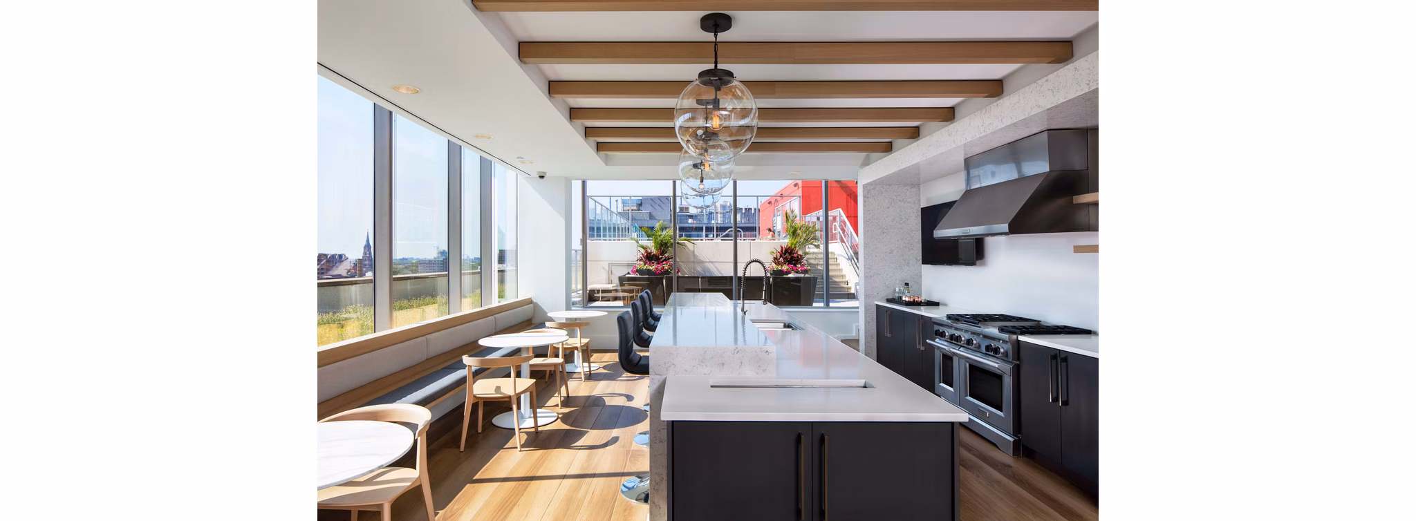 Chic clubhouse with modern decor at 1225 Old Town Apartments offering a luxurious social space
