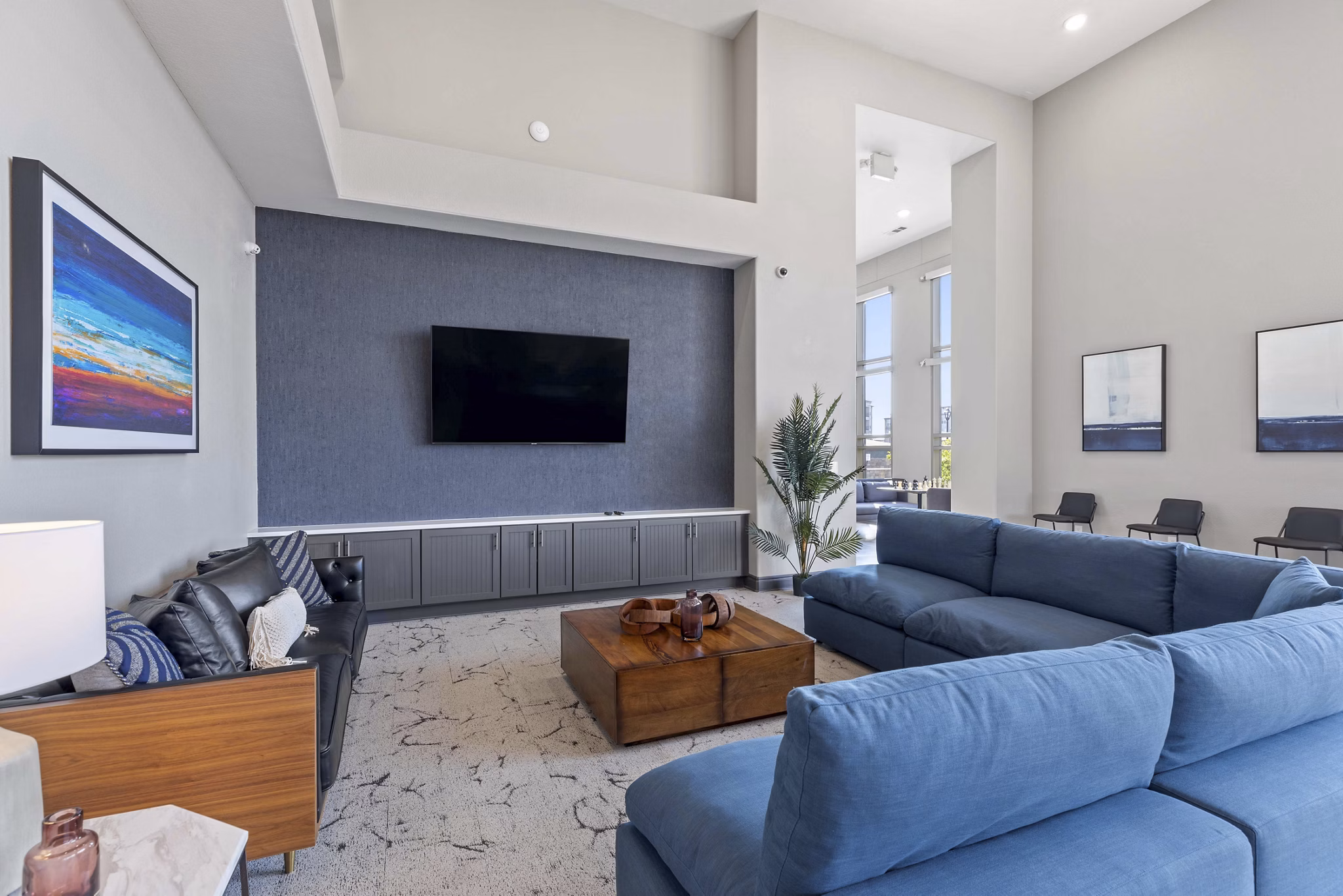 Modern clubhouse with stylish decor at Vue 21 Apartments