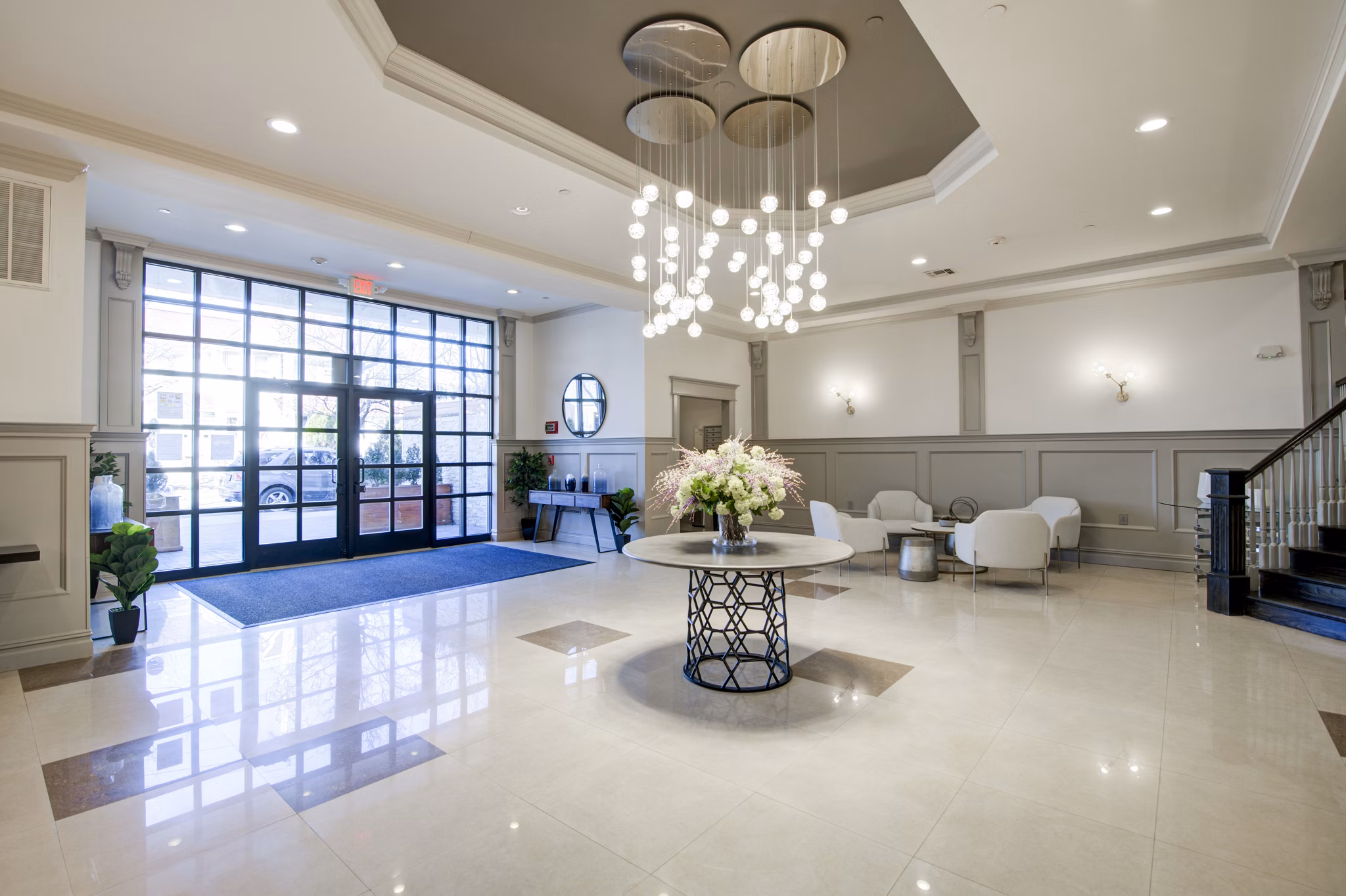 Elegant clubhouse with contemporary decor at The Hawthorne Apartments